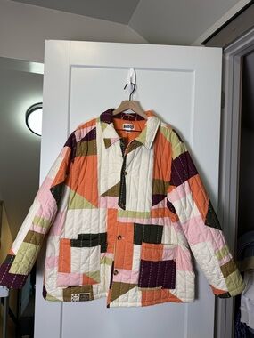 Gee's Bend x Target Black History Month Quilted Jacket Cream/Orange Button Front